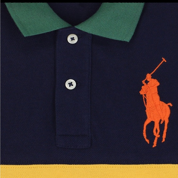 Polo Ralph Lauren Boy Big Pony Cotton Mesh Polo Shirt Rugby Stripe Pique - Picture 4 of 8
